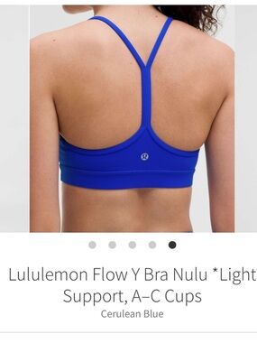 Lululemon Flow Y Bra Cerulean Blue Sz 6 A-C *Light Support Sz 6